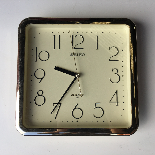 CLOCK, Wall Mount - Square Gold Seiko ( WORKING )